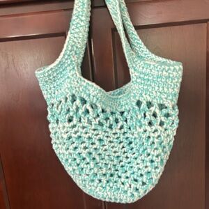 Handmade Mint Crochet Tote Bag - Women's Beach Small Tote
